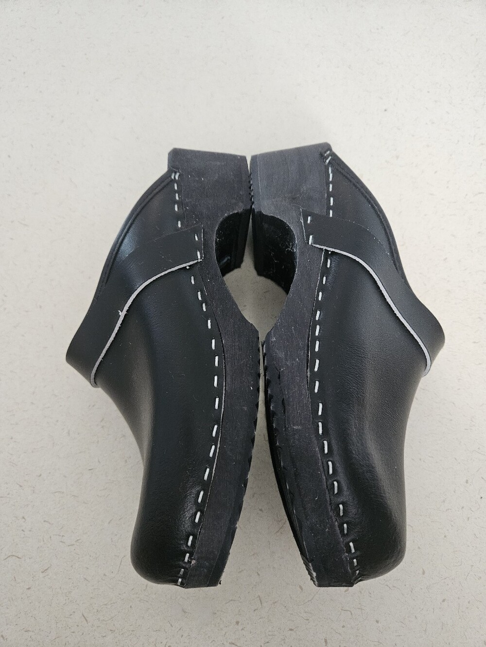 AM World of Clogs Black Leather Clogs Women 8 EU 39 Swedish Style - Picture 3 of 12